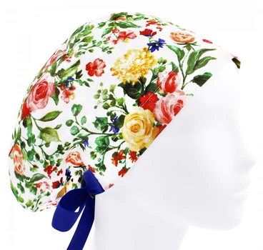 Медицинская шапочка женская HeadwearUniverse универсальная принт Букет роз