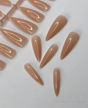 Камуфлирующие гелевые типсы для наращивания ногтей 240 шт ( Nude Стилет)