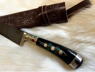 Нож пчак подарочный экземпляр Prezent Узбецкие традиции с инкрустацией 14Д 30см