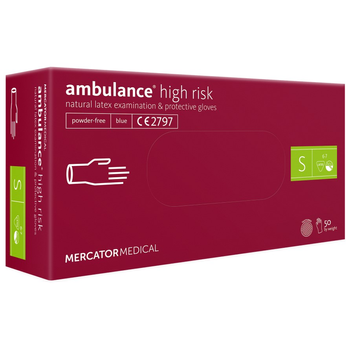 Латексные перчатки Mercator Ambulance High Risk размер S синие (25 пар)