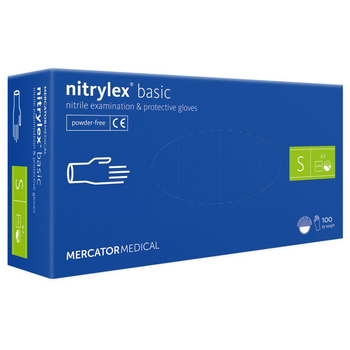 Нитриловые перчатки Mercator Nitrylex Basic размер S синие (50 пар)