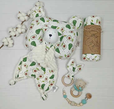 Набор для новорожденного: пеленка, подушка и игрушки a.l.babybox Авокадо Зелненый