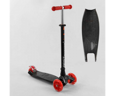 Дитячий самокат з колесами що світяться Best Scooter Maxi 1524 Чорний з червоним