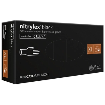 Нитриловые перчатки Mercator Nitrylex Black размер XL черные (50 пар)