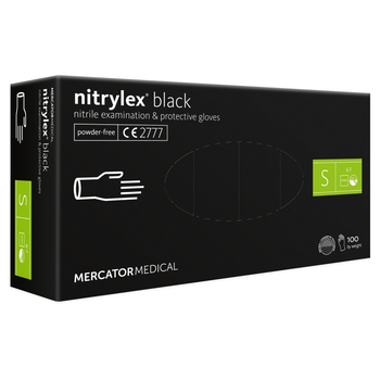 Нітрилові рукавички Mercator Nitrylex Black розмір S чорні (50 пар)