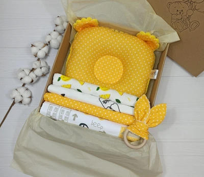 Набор пеленок для новорожденных a.l.babybox Белый горох на желтом