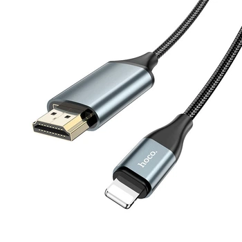 Кабель Hoco UA15 Lightning to HDMI (2 метра, 1080p HD, нейлоновая оплетка) - Серый