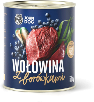 Mokra karma dla psów John Dog Berry Adult wołowina z borówkami 6 x 800 g (5903246845501)