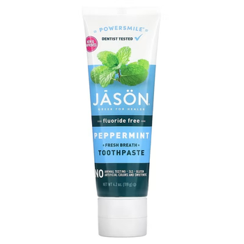Отбеливающая зубная гель-паста Jason Natural, PowerSmile "Whitening Paste" со вкусом мяты (119 г)