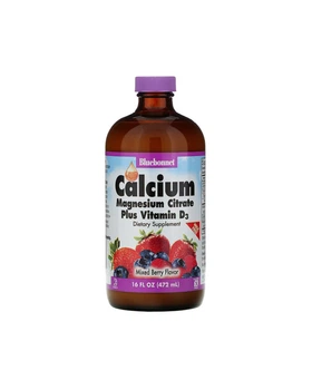 Жидкий кальций и магний цитрат + Д3 вкус ягод Bluebonnet Nutrition 472 мл 20202058