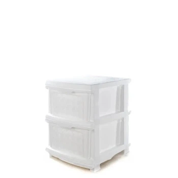 Комод маленький 2 ящика пластиковый белый на два ящика R-Plastic "Компакт Плюс"