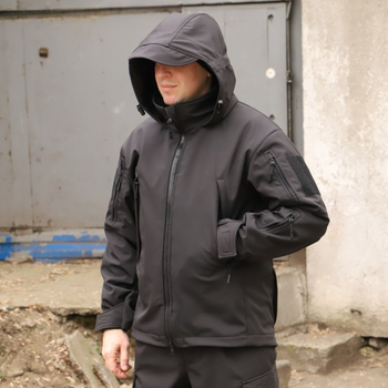 Тактична куртка Softshell. Куртка Софтшелл Haunt-Hanter. Розмір 56 чорний (0016К-1)