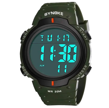 Часы наручные спортивные водостойкие электронные SYNOKE 1560 army green зеленые