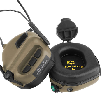 Професійні Активні Тактичні Навушники Earmor M31H для Шоломів FAST MT Койот Tan (16384) SP