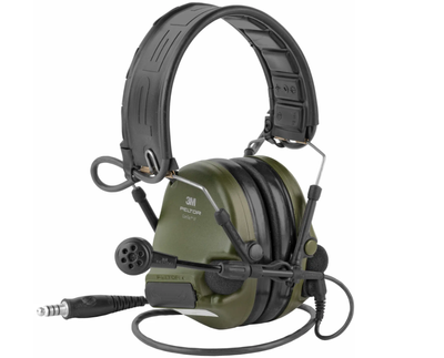 Профессиональные Активные Наушники Peltor ComTac VI NIB Headset NATO wired Олива (MT20H682FB-86N), Вертикальные с 1 Аудиовыходом J11