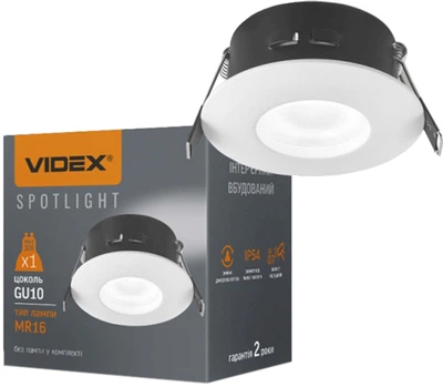 Светильник VIDEX под лампу GU10 врезной Круглый Белый IP54 VL-SPF10R-W