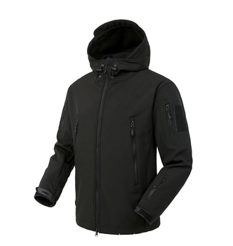 Куртка / ветровка тактическая Softshell black (черный) софтшелл Размер XXL
