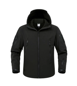 Куртка / ветровка тактическая Softshell black (черный) софтшелл Размер M