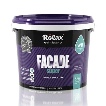 Краска фасадная акриловая Rolax "Facade Super" белая 1.4кг