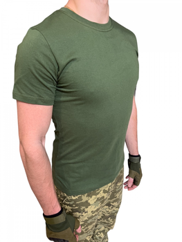 Футболка темная Олива ЗСУ , летняя военная футболка мужская , тактическая футболка военнослужащих всу . Размер М (48)