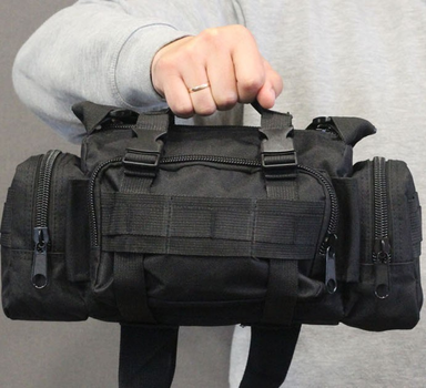 Тактическая нагрудная сумка на пояс Tactic сумка подсумок на рюкзак и плитоноску с ремнем на плечо 5 л Black (104-black)