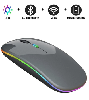 Беспроводная бесшумная игровая мышь iMice PM1 Metal Gray 2.4G + Bluetooth с аккумулятором и подсветкой