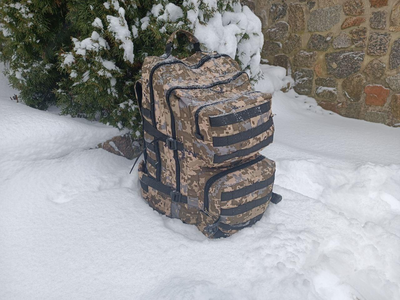 Військовий рюкзак на 60 літрів із системою MOLLE ЗСУ армійський тактичний рюкзак колір Піксель