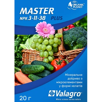 Мінеральне добриво Master (Майстер) зростання та дозрівання плодів NPK 3-11-38 Valagro 20 г / 20 г