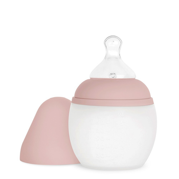Антиколікова пляшечка для годування дитяча силіконова Èlhèe BibRond 240 ml Blush