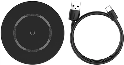 Беспроводная зарядка Baseus Simple Magnetic Wireless Charger Быстрая зарядка 15W Black (WXJK-E01)