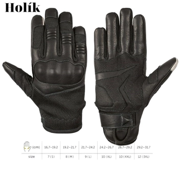 Тактические сенсорные кожаные перчатки Holik Beth black размер S