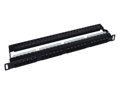 Патч-панель 19" Kingda KD-PP46-UTP-C5e-24P-0.5U 24xRJ45/UTP/кат.5E/0.5U