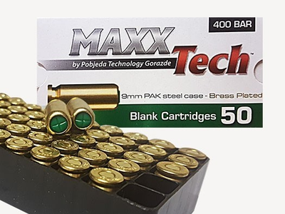 Холостые патроны MAXXTech 9 mm P.A.K. Brass