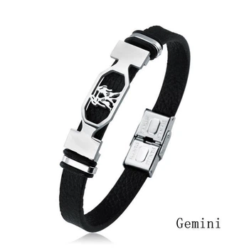 Браслет шкіряний «Знак зодіаку» Близнюки, Gemini (21 травня – 21 червня)