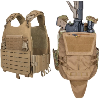 Плитоноска броніжелет Койот на 6 магазинів зі штурмовою панеллю рюкзак під гвинтівку AR,АК Coyot Brown IDP7404CB