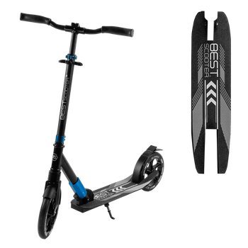 Самокат двоколісний з великими колесами та амортизатором Best Scooter Чорний з синім