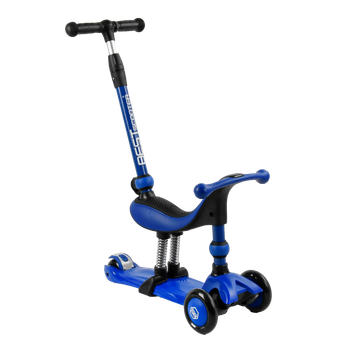 Трехколесный самокат со светящимися колесами и родительской ручкой Best Scooter Синий (6900066351303)