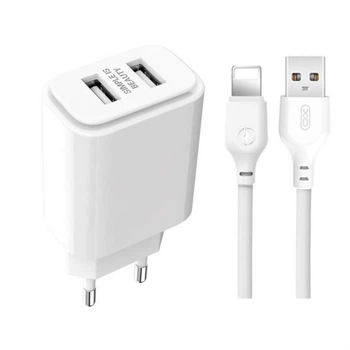 Сетевое зарядное устройство (адаптер) XO L90C 2USB / 2.4A + Lightning white