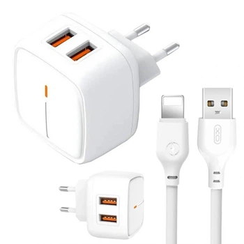 Сетевое зарядное устройство (адаптер) XO L61 2USB / 2.4A + Lightning white