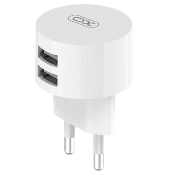 Сетевое зарядное устройство (адаптер) 2в1 XO L62 2USB / 2.4A + Type-C white