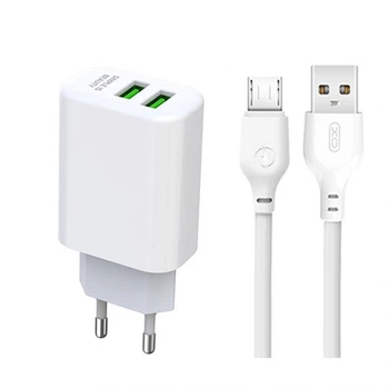 Сетевое зарядное устройство (адаптер) XO L85C 2USB / 2.4A + Micro white