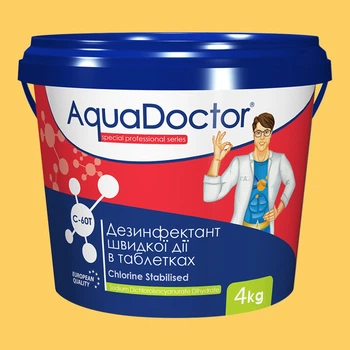 Хімія для басейну в таблетках AquaDoctor C-60T, 4 кг. Шоковий (шок) міні хлор для басейну швидкої дії
