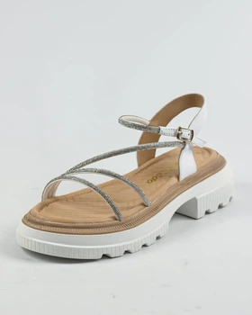 Босоножки со стразами Evromoda 36811440 белые кожа 36