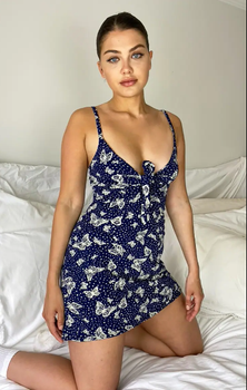 Плаття з принтом метеликів prettylittlething cmm 1584/82/72 32 (XXS) Темно синє