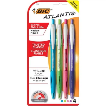 Набір кулькових ручок 4 шт автоматичних BIC Atlantis ,1mm ( VCGAP41-ASST)