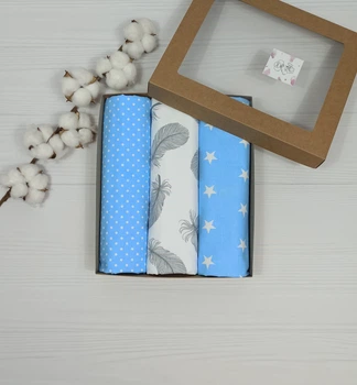 Набор для новородженных: 3 непромокаемых пеленки a.l.babybox Перышки Серый