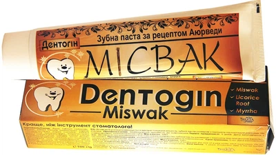 Зубна паста за рецептом Аюрведи "Дентогін. Місвак" Triuga Herbal 100g (100 г) (744996-671074-2)