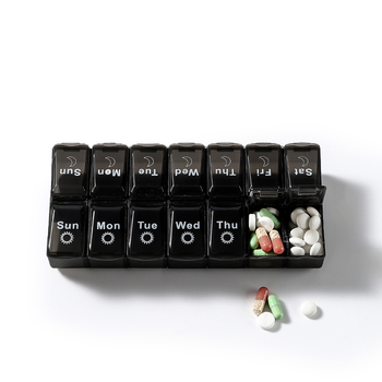 Таблетница Lesko Day-Night органайзер для таблеток на 14 отделений Black (OR.M_36756)
