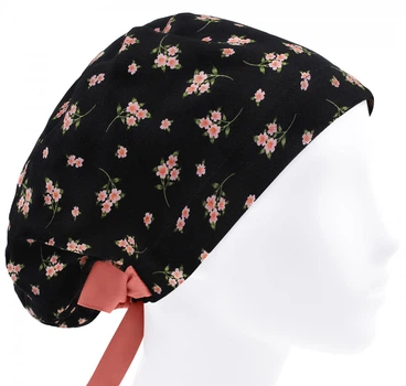 Медицинская шапочка женская HeadwearUniverse универсальная принт Букетики на черном