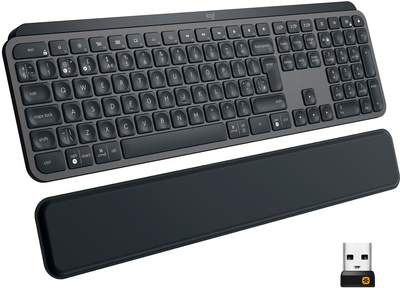 Klawiatura bezprzewodowa Logitech MX Keys Plus Advanced Wireless Illuminated Keyboard z podpórką pod nadgarstki Graphite UA (920-009416)